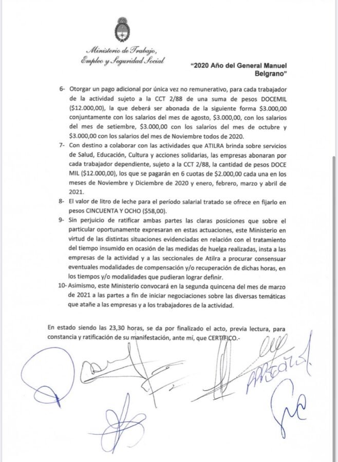 Luego de 8 horas de reunión, el gremio y las industrias lograron ponerle punto final a las negociaciones.