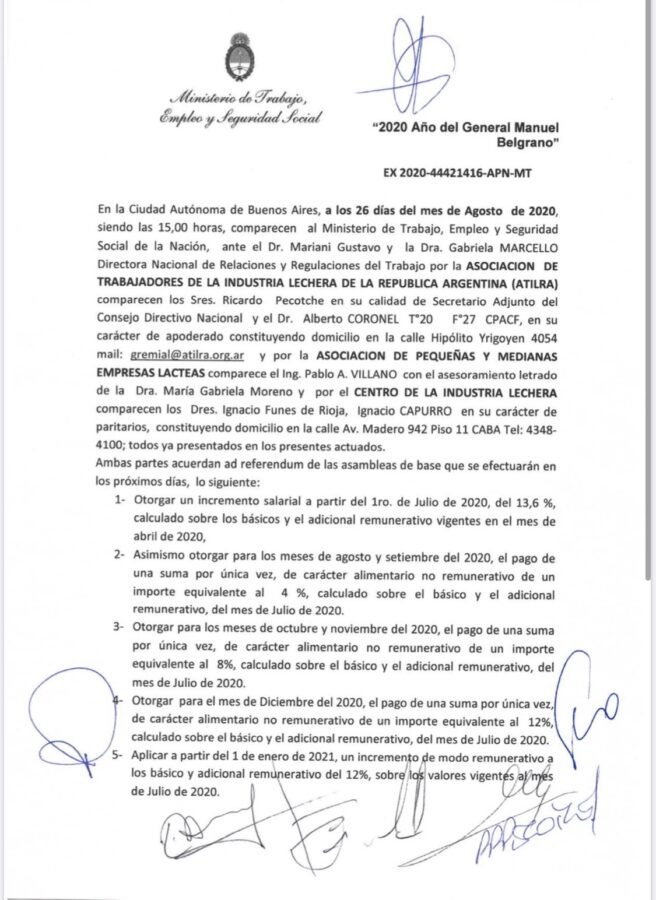Luego de 8 horas de reunión, el gremio y las industrias lograron ponerle punto final a las negociaciones.