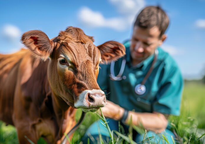 Veterinario con bovinos.