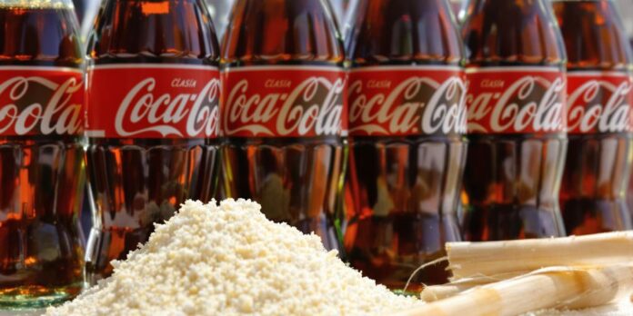 Botellas Coca-Cola, azúcar de caña