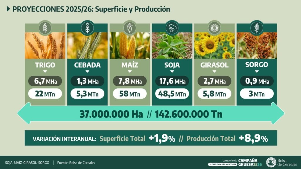 La Bolsa de Cereales proyecta una cosecha récord de 142,6 millones de toneladas y exportaciones por US$33.000 millones, pero advierte: el agro argentino está estancado y necesita cambios estructurales.