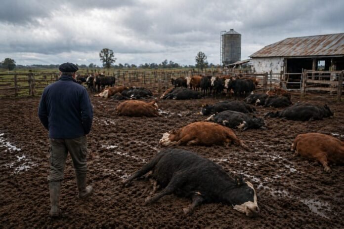 Murieron más de 60 animales en Ayacucho tras una vacunación. Investigan una posible falla y el caso sacude al sector ganadero. (Imagen generada con IA)