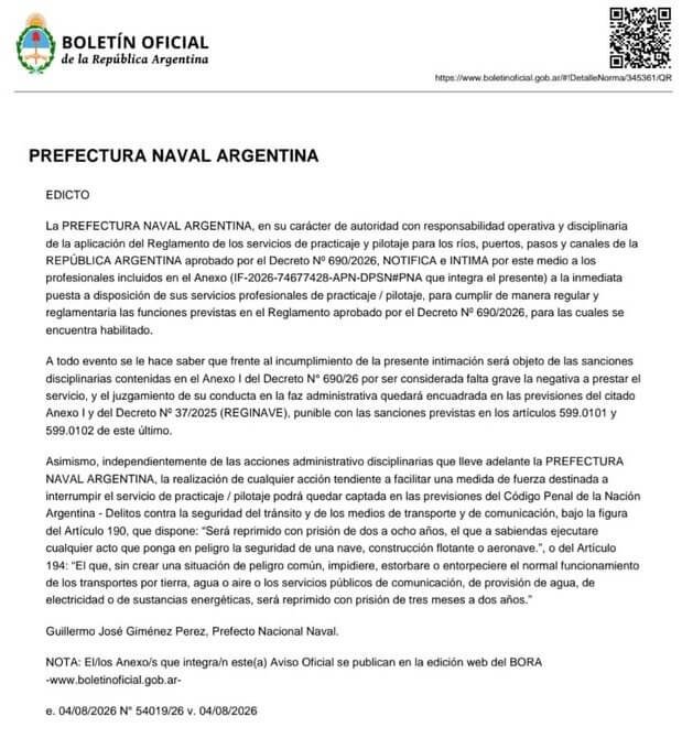 Puertos paralizados: “Cada barco demorado es como un taxi que cobra hasta U$S 100.000 por día” 1 WhatsApp Image 2026 08 04 at 10.33.04