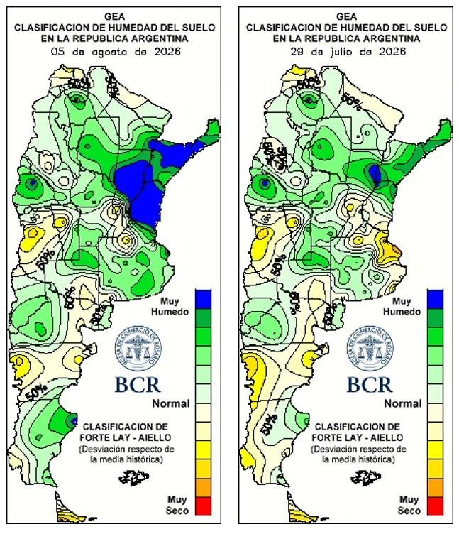 Un julio muy húmedo y cálido dejó a casi la mitad del maíz tardío sin poder cosecharse y se teme por el daño ocasionado. En trigo, hay un llamativo adelantamiento fenólogico con lotes encañando y un gran temor a que exploten las enfermedades.